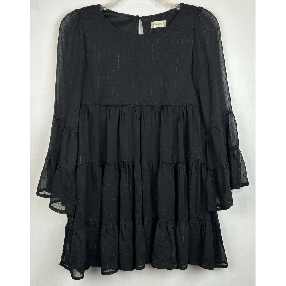 Altard State Dress S Babydoll Sheer Sleeve Tiered Black Boho Fairy Whimsigoth